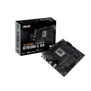 Mainboard | ASUS | Intel B760 Express | LGA1700 | Micro-ATX | Memory DDR4 | Memory slots 4 | 1xPCI-Express 4.0 1x | 2xPCI-Express 4.0 16x | 2xM.2 | 1xHDMI | 1xDisplayPort | 2xUSB 2.0 | 4xUSB 3.2 | 1xPS/2 | 1xRJ45 | 3xAudio port | TUFGAMINGB760M-ED4