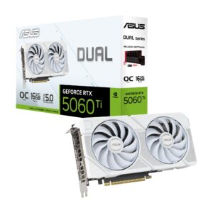 Graphics Card | ASUS | NVIDIA GeForce RTX 5060 Ti | 16 GB | GDDR7 | 128 bit | PCIE 5.0 16x | Dual Slot Fansink | DUAL-RTX5060TI-O16G-WHITE