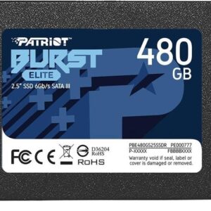 SSD | PATRIOT | Burst Elite | 480GB | SATA 3.0 | 3D NAND | Write speed 320 MBytes/sec | Read speed 450 MBytes/sec | 2 5 | TBW 200 TB | PBE480GS25SSDR