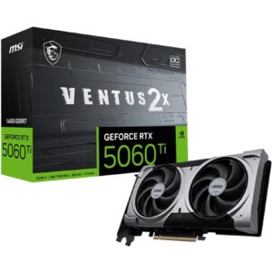 Graphics Card | MSI | NVIDIA GeForce RTX 5060 Ti | 16 GB | GDDR7 | 128 bit | PCIE 5.0 16x | Dual Slot Fansink | 5060TI16GVENTUS2XOCPLUS