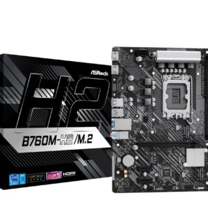 Mainboard | ASROCK | Intel B760 Express | LGA1700 | Micro-ATX | Memory DDR5 | Memory slots 2 | 2xPCI-Express 3.0 1x | 1xPCI-Express 4.0 16x | 3xM.2 | 2xHDMI | 2xUSB 2.0 | 4xUSB 3.2 | 1xRJ45 | 3xAudio port | B760M-H2/M.2