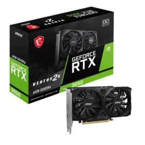 Graphics Card | MSI | NVIDIA GeForce RTX 3050 | 6 GB | GDDR6 | 96 bit | PCIE 4.0 16x | Dual Slot Fansink | 2xHDMI | 1xDisplayPort | RTX3050VEN2XE6GOC