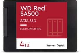 SSD | WESTERN DIGITAL | Red SA500 | 4TB | SATA 3.0 | Write speed 520 MBytes/sec | Read speed 560 MBytes/sec | 2 5 | TBW 500 TB | MTBF 1750000 hours | WDS400T2R0A