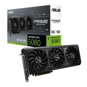 Graphics Card | ASUS | NVIDIA GeForce RTX 5080 | 16 GB | GDDR7 | 256 bit | PCIE 5.0 16x | 1xHDMI | 3xDisplayPort | PRIME-RTX5080-O16G