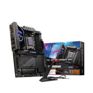 Mainboard | MSI | AMD X870E | SAM5 | ATX | Memory DDR5 | Memory slots 4 | 3xPCI-Express 16x | 1xPCI-Express 4.0 4x	 | 1xPCI-Express 5.0 4x | 1xPCI-Express 5.0 16x | 4xM.2 | 4xUSB 2.0 | 4xUSB 3.2 | 3xUSB-C | 1xOptical S/PDIF | 2xRJ45 | 2xAudio port | MPGX870ECARBONWIFI