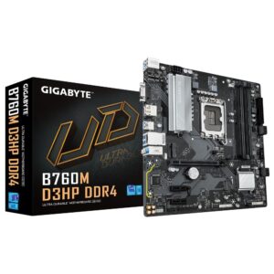 Mainboard | GIGABYTE | Intel B760 Express | LGA1700 | Micro-ATX | Memory DDR4 | Memory slots 4 | 2xPCI-Express 3.0 1x | 1xPCI-Express 4.0 16x | 2xM.2 | 1x15pin D-sub | 1xHDMI | 1xDisplayPort | 6xUSB 2.0 | 5xUSB 3.2 | 1xUSB-C | 1xPS/2 | 1xRJ45 | 3xAudio port | B760MD3HPDDR4