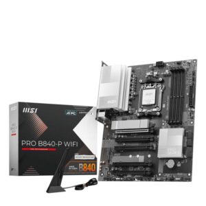 Mainboard | MSI | AMD B840 | SAM5 | ATX | Memory DDR5 | Memory slots 4 | 5xPCI-Express 16x | 2xM.2 | 1xHDMI | 1xAudio-In | 1xAudio-Out | 1xMicrophone | 4xUSB 2.0 | 3xUSB 3.2 | 1xUSB-C | 1xRJ45 | PROB840-PWIFI