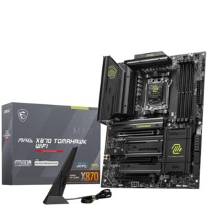 Mainboard | MSI | AMD X870 | SAM5 | ATX | Memory DDR5 | Memory slots 4 | 1xPCI-Express 1x | 3xPCI-Express 16x | 4xM.2 | 1xHDMI | 1xAudio-In | 1xAudio-Out | 4xUSB 2.0 | 4xUSB 3.2 | 3xUSB-C | 1xRJ45 | MAGX870TOMAHAWKWIFI
