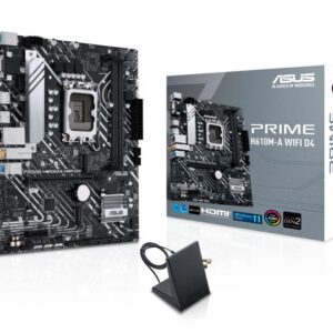 Mainboard | ASUS | Intel H610 | LGA1700 | Micro-ATX | Memory DDR4 | Memory slots 2 | 1xPCI-Express 3.0 1x | 1xPCI-Express 4.0 16x | 2xM.2 | 1x15pin D-sub | 1xHDMI | 1xDisplayPort | 2xAudio-In | 1xAudio-Out | 4xUSB 2.0 | 2xUSB 3.2 | 2xPS/2 | 1xRJ45 | 2xRF-Out | H610M-AWIFID4