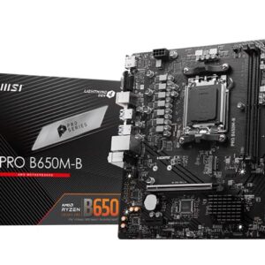 Mainboard | MSI | AMD B650 | SAM5 | Micro-ATX | Memory DDR5 | Memory slots 2 | 1xPCI-Express 3.0 1x | 1xPCI-Express 4.0 16x | 1xM.2 | 1x15pin D-sub | 1xHDMI | 2xUSB 2.0 | 4xUSB 3.2 | 2xPS/2 | 1xRJ45 | 3xAudio port | PROB650M-B