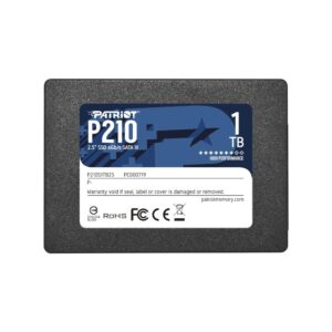 SSD | PATRIOT | P210 | 1TB | SATA 3.0 | Write speed 430 MBytes/sec | Read speed 520 MBytes/sec | 2 5 | TBW 480 TB | P210S1TB25